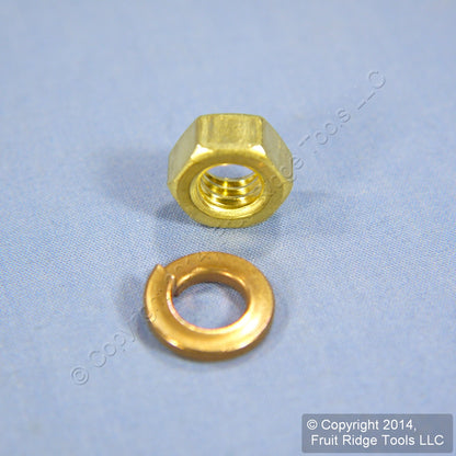 20 Leviton 15 Series Panel Receptacle Brass Hex Nuts & Copper Lockwashers A0008