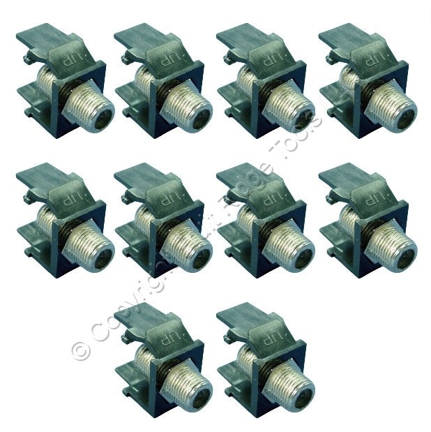 10 Leviton Acenti Black Onyx Quickport F-Type Coaxial Cable Jacks 75-Ohm AC084