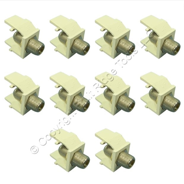 Leviton AC084-FN-SND Acenti Sand Quickport F-Type Coax Cable Jacks 75-Ohm 10pcs