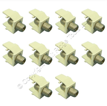 Leviton AC084-FN-SND Acenti Sand Quickport F-Type Coax Cable Jacks 75-Ohm 10pcs