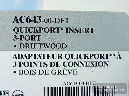 Leviton AC643-DFT Driftwood Quickport Acenti 3-Port Wallplate 1-Gang Insert