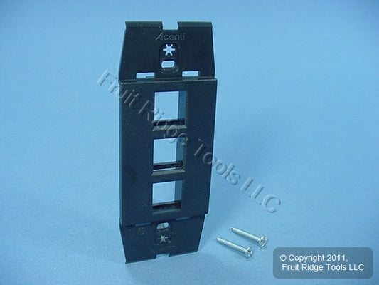 Leviton Quickport Onyx Black Acenti 1G 3-Port Polymer Wallplate Insert AC643-ONX