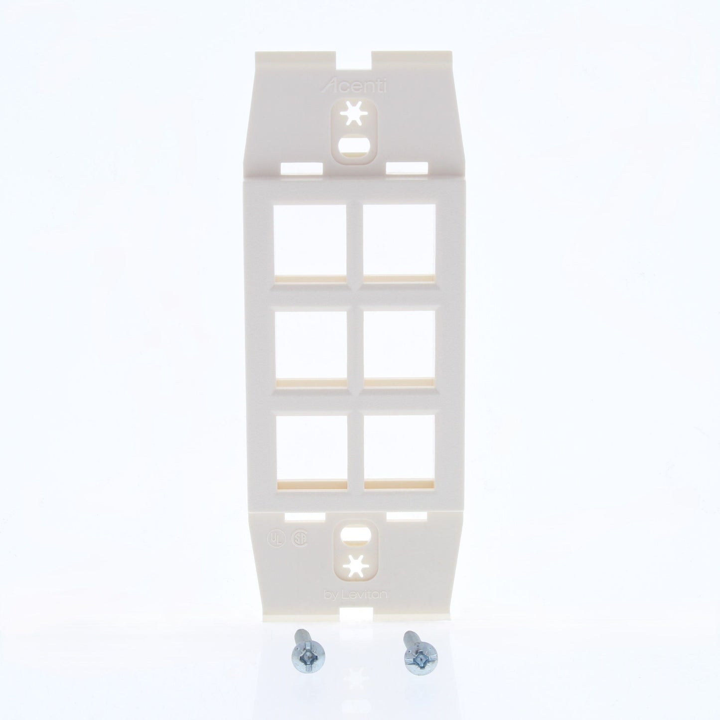 Leviton AC646-QTZ Quartz Quickport Acenti 1G 6-Port Polymer Wallplate Insert
