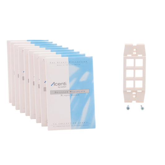10 Leviton Quickport Sand Acenti 6-Port Polymer Wallplate Inserts AC646-SND