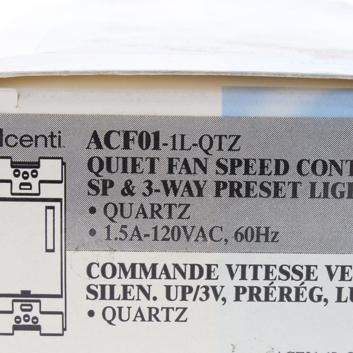 Leviton ACF01-1L-ONX Quartz Acenti SP/3-Way Preset Ceiling Fan Speed Control 1.5