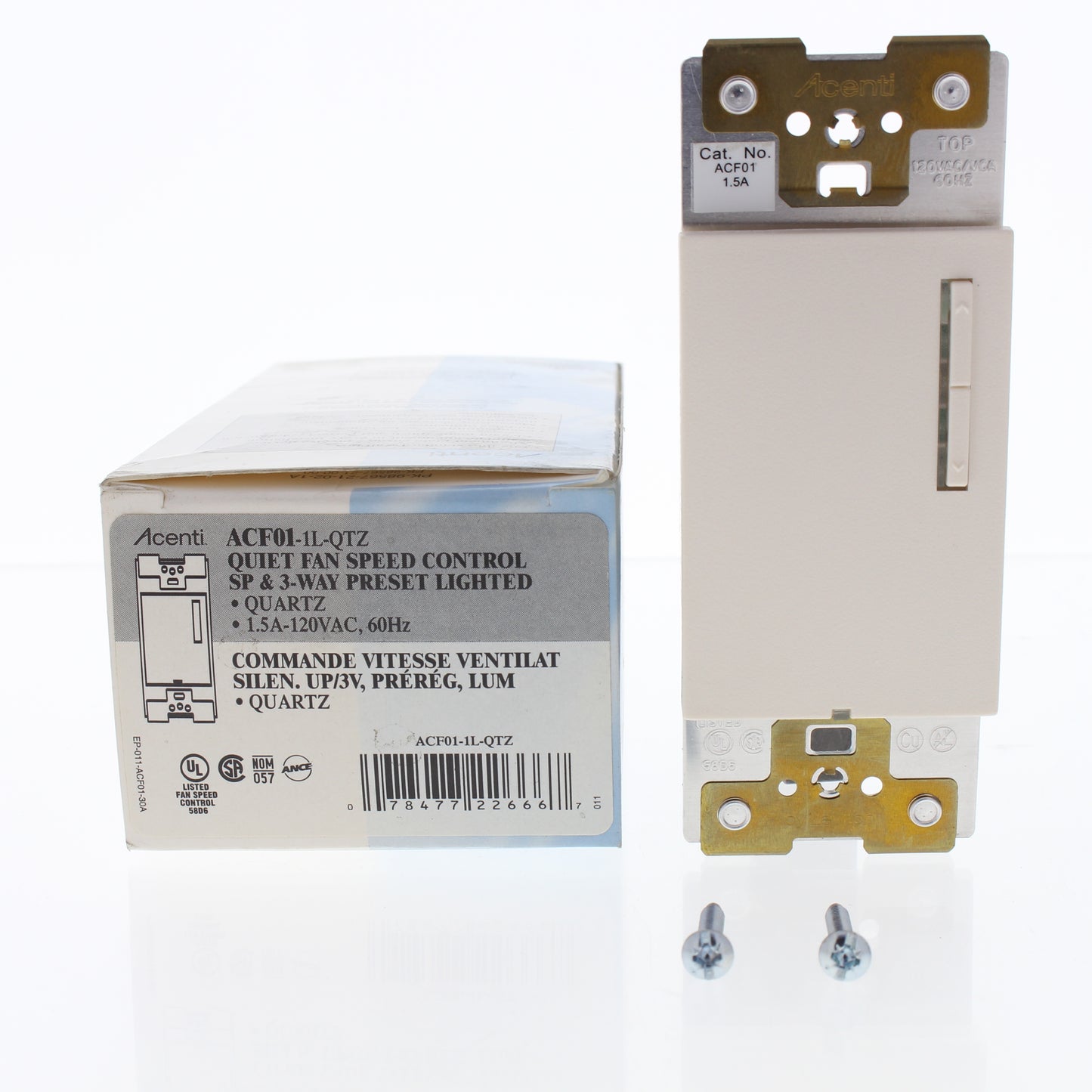 Leviton ACF01-1L-ONX Quartz Acenti SP/3-Way Preset Ceiling Fan Speed Control 1.5