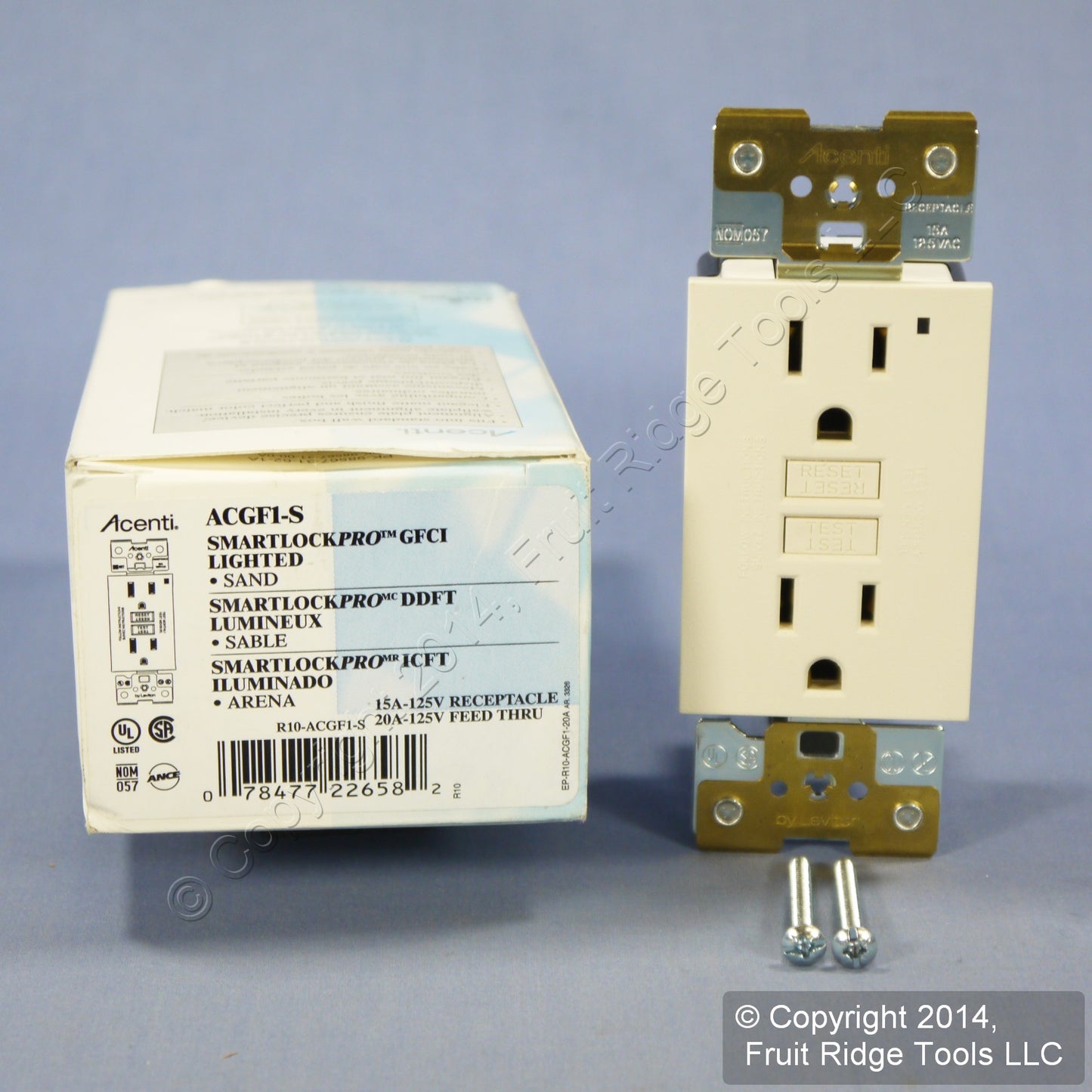 Leviton ACGF1-S Acenti Sand SmartLock GFCI 15A Receptacle Duplex GFI Outlet 5-15