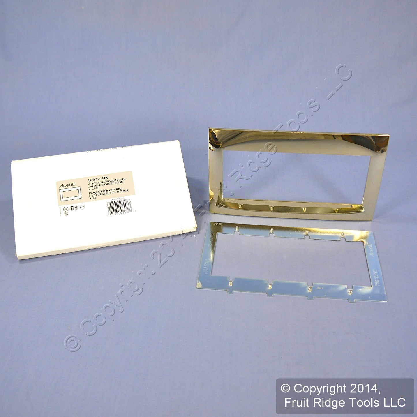 Leviton ACWM4-24K Gold Plated 4-Gang 4-Acenti Gold Plated Finish Wallplate Cover