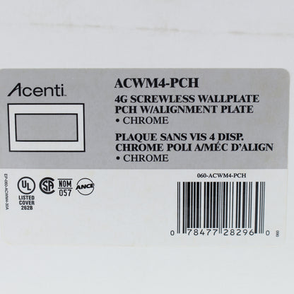 Leviton ACWM4-PCH Chrome 4-Gang 4-Acenti Chrome Plated Finish Wallplate Cover