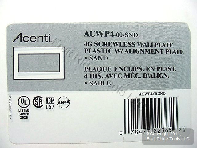 Leviton ACWP4-SND Sand 4-Gang 4-Acenti Engineering Grade Polymer Wallplate Cover
