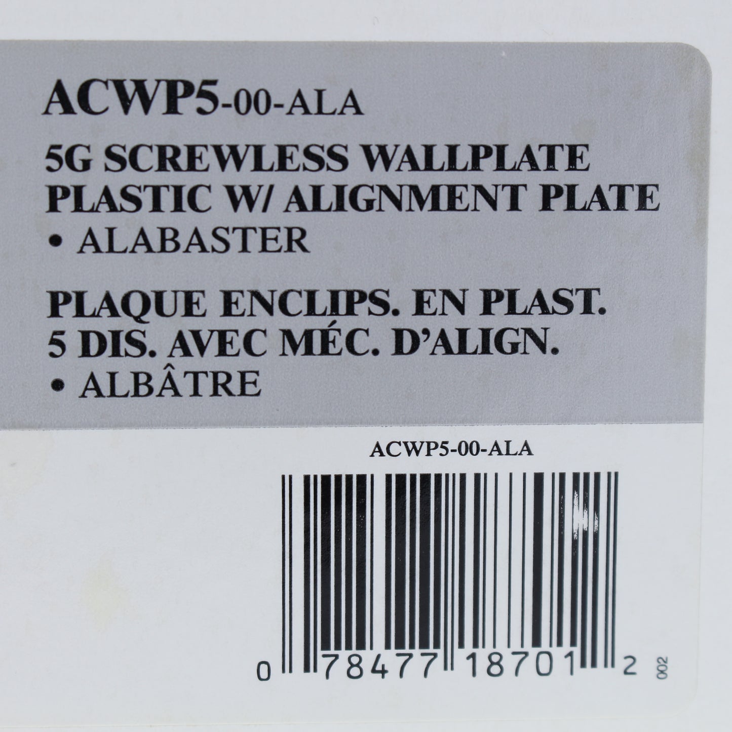 Leviton ACWP5-ALA Alabaster 5-Gang 5-Acenti Engineering Grade Polymer Wallplate