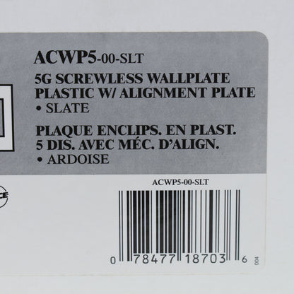 Leviton ACWP5-SLT Slate 5-Gang Acenti Engineering Grade Polymer Wallplate Cover