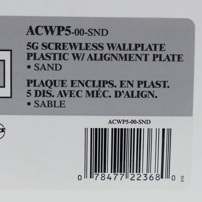 Leviton ACWP5-SND Sand 5-Gang 5-Acenti Engineering Grade Polymer Wallplate Cover