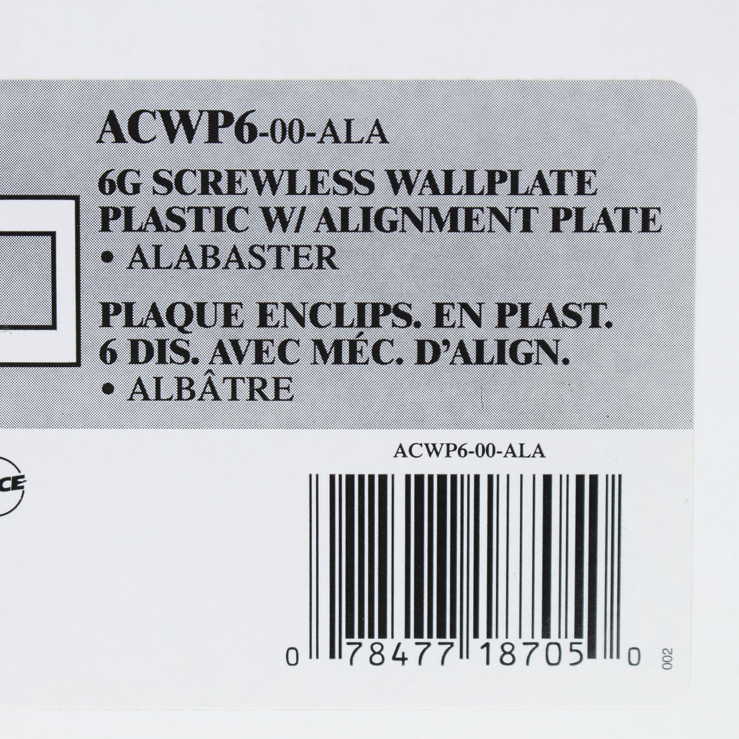 Leviton ACWP6-ALA Alabaster 6-Gang 6-Acenti Engineering Grade Polymer Wallplate