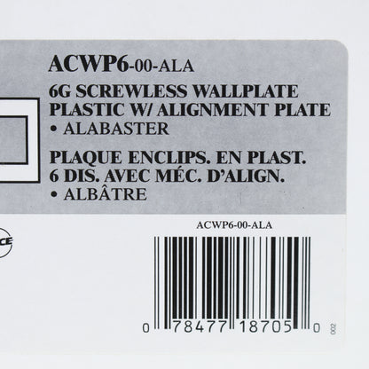 Leviton ACWP6-ALA Alabaster 6-Gang 6-Acenti Engineering Grade Polymer Wallplate