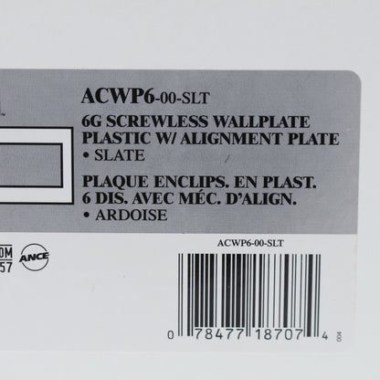 Leviton ACWP6-SLT Slate 6-Gang Acenti Engineering Grade Polymer Wallplate Cover