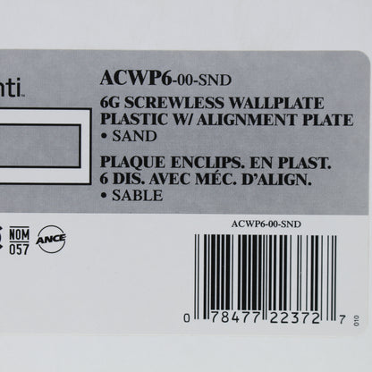 Leviton ACWP6-SND Sand 6-Gang 6-Acenti Engineering Grade Polymer Wallplate Cover