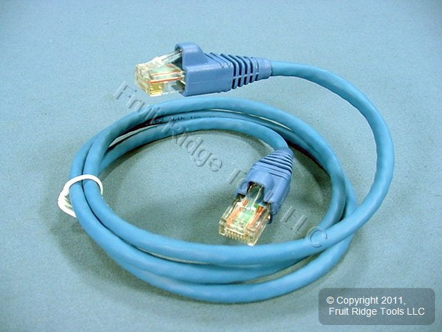 Leviton AG500-03L Blue Cat5e 3ft Ethernet Cable Data Patch Cord Network Booted