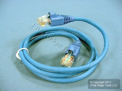 Leviton AG500-03L Blue Cat5e 3ft Ethernet Cable Data Patch Cord Network Booted