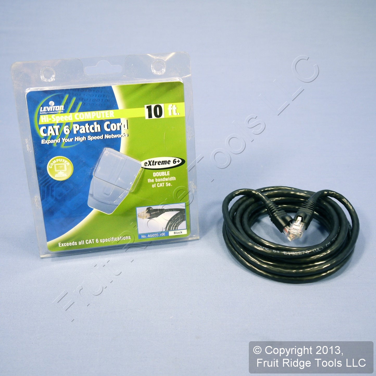 Leviton AG600-10E Black Cat6+ 10ft Ethernet Cable Data Patch Cord Network Booted