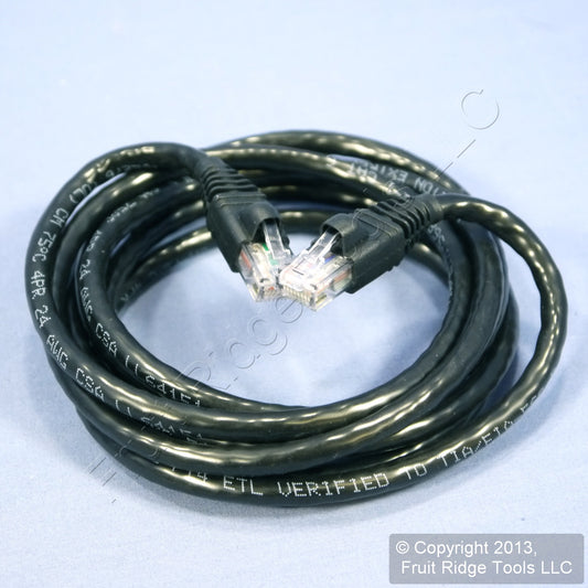 Leviton Black Cat 6+ 7 Ft Ethernet LAN Patch Cord Network Cable Booted AG600-7E