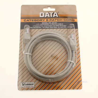 Lance Industries DT101 Gray 7' Cat5e Patch Cord 8 Conductor 4-Twisted Pair 24AWG