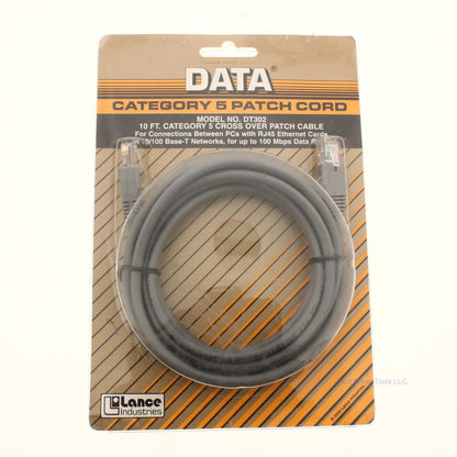 Lance Industries DT302 10' Gray Crossover Patch Cable 8-Conductor 24AWG RJ45
