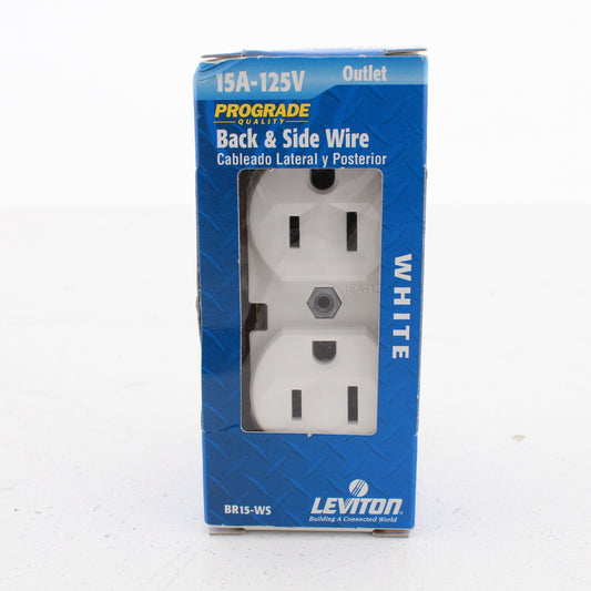 Leviton BR15-W White Commercial Grade Duplex 15A Receptacle Outlet 125V Boxed