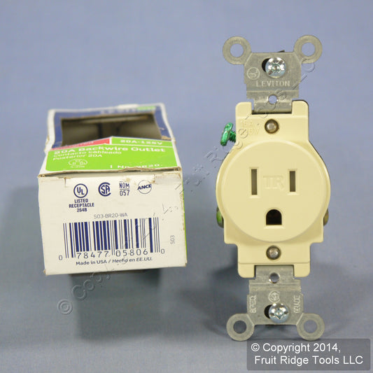 Leviton BR20-WA Almond Tamper Resistant Outlet 20A 5-20R Straight Blade