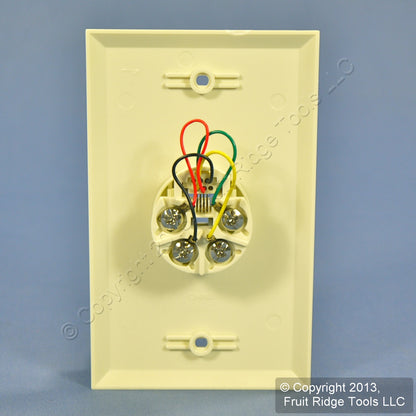 Leviton Almond 4-Wire Phone Jack Wallplate RJ11 Modular Telephone C0249-A