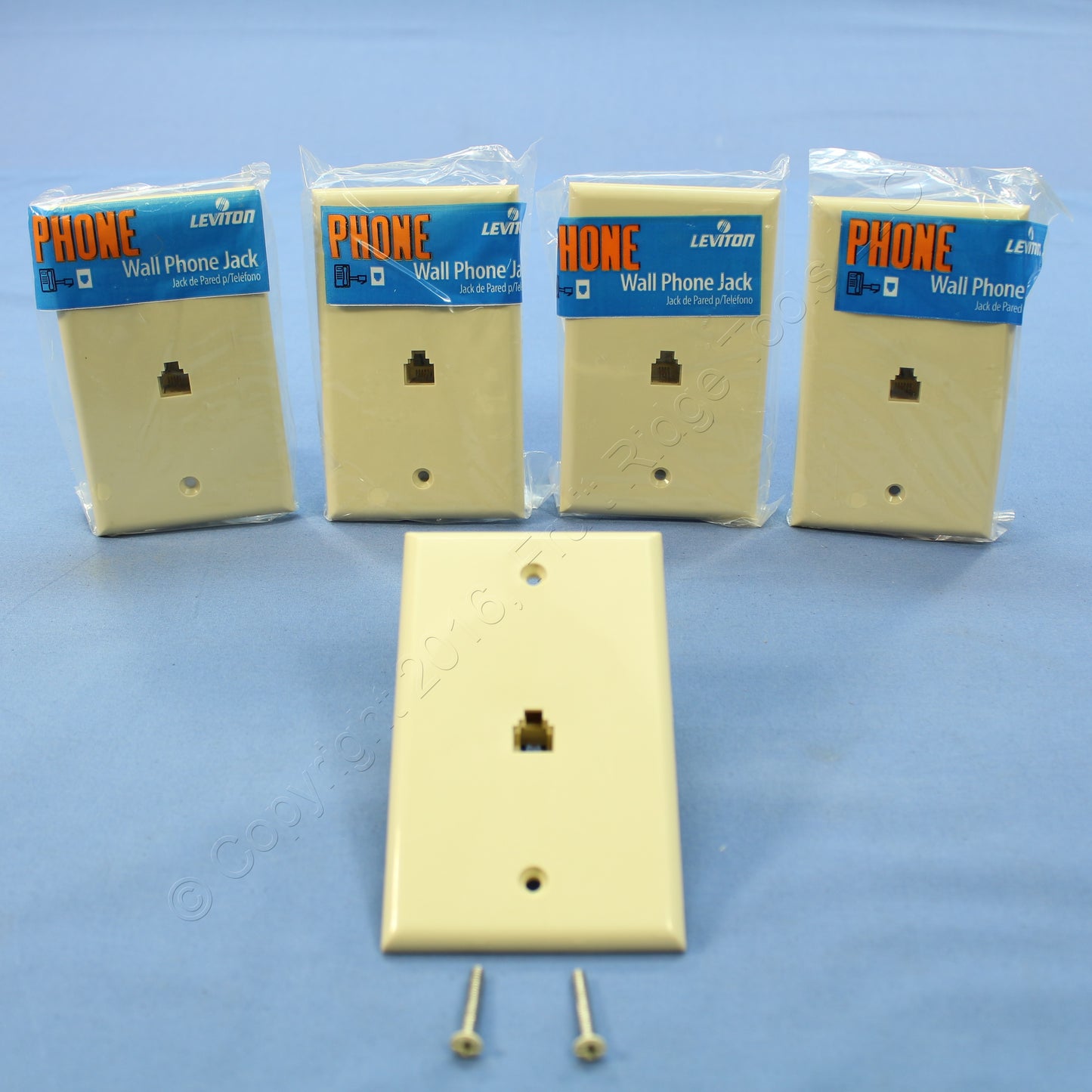 5 Leviton Ivory 4-Wire Phone Jack Wallplates RJ11 Modular Telephone C0249-I