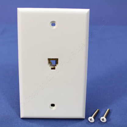 5 Leviton White 4-Wire Phone Jack Wallplates RJ11 Modular Telephone C0249-W