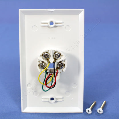 5 Leviton White 4-Wire Phone Jack Wallplates RJ11 Modular Telephone C0249-W