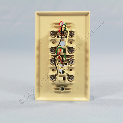 Leviton Ivory Duplex Phone Jack Flush Mount Wallplate Telephone 6P4C C0254-I
