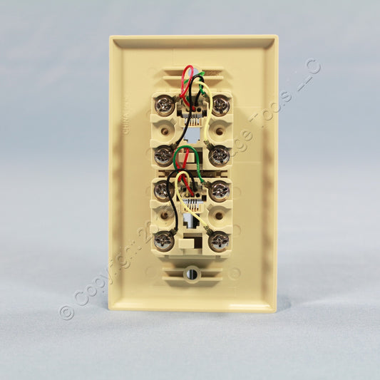 Leviton Ivory Duplex Phone Jack Flush Mount Wallplate Telephone 6P4C C0254-I