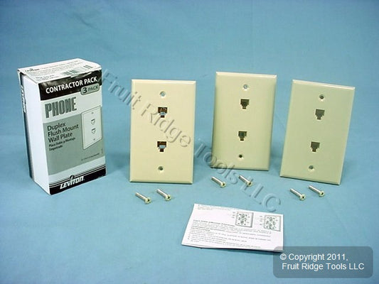 3 Leviton Ivory Duplex Phone Jack Wallplates Telephone C0254-I