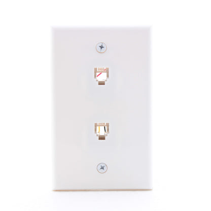Leviton C0254-W White Flush Mount Duplex Phone Jack Wall Plate Telephone 6P4C