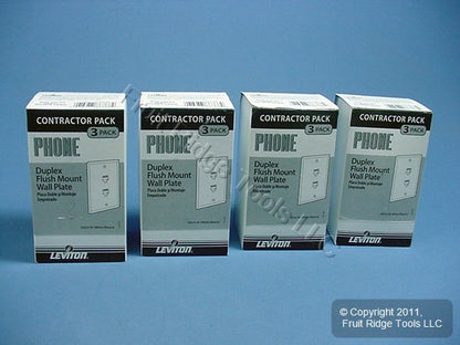 12 Leviton White Duplex Phone Jack Wallplates Telephone C0254-W
