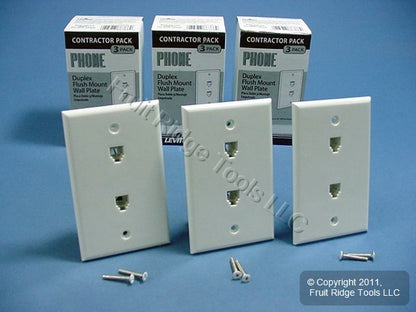 12 Leviton White Duplex Phone Jack Wallplates Telephone C0254-W