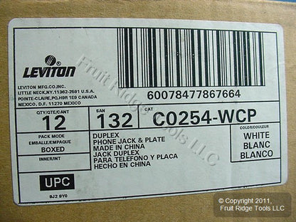 36 Leviton White Duplex Phone Jack Wallplates Telephone C0254-W