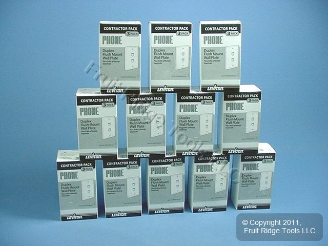 36 Leviton White Duplex Phone Jack Wallplates Telephone C0254-W