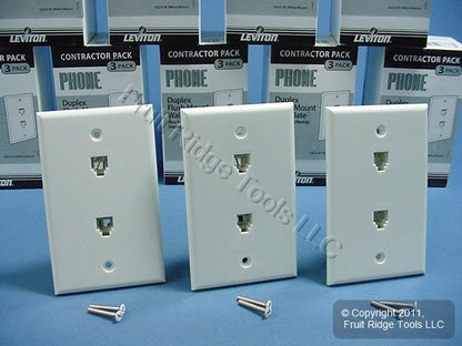 36 Leviton White Duplex Phone Jack Wallplates Telephone C0254-W