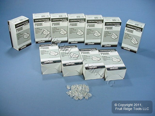 300 Leviton Telephone Flat Line Cord Plug Ends RJ11 RJ14 Modular Phone C0257-C