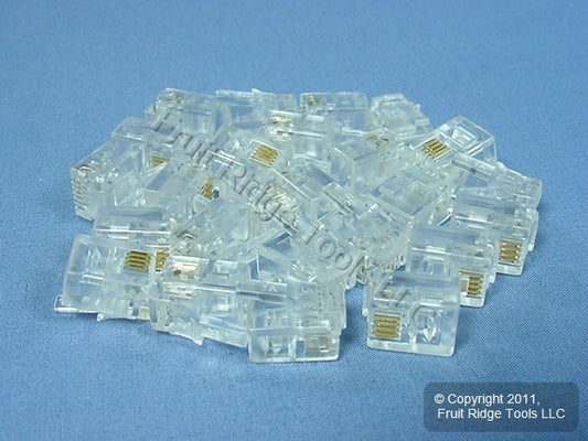 25 Leviton Telephone Flat Line Cord Plug Ends RJ11 RJ14 Modular Phone C0257-C