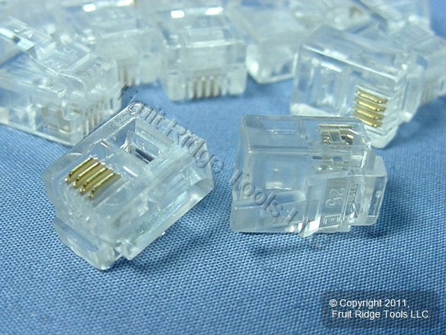 25 Leviton Telephone Flat Line Cord Plug Ends RJ11 RJ14 Modular Phone C0257-C