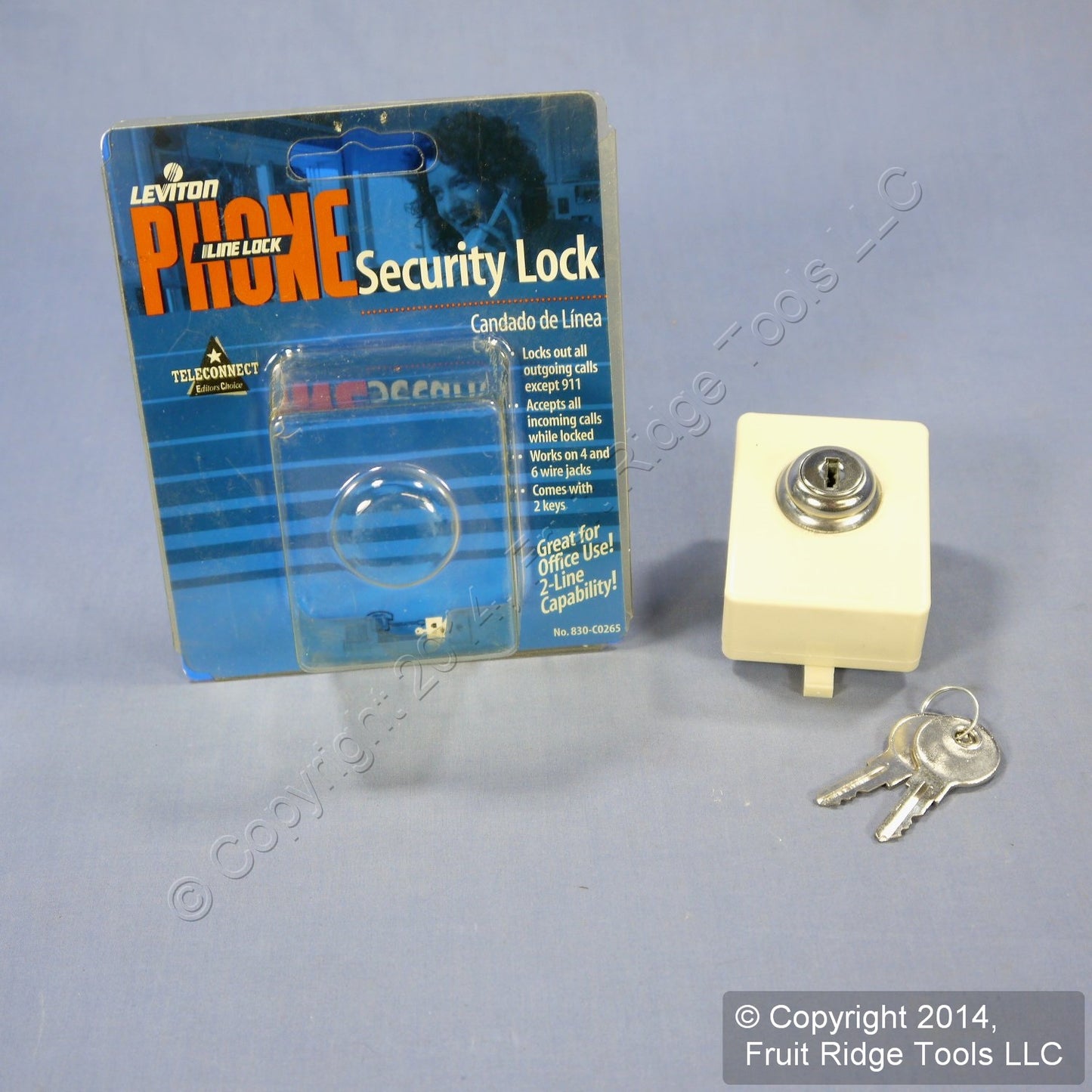 Leviton C0265-I Ivory 4 and 6-Wire Plug Modular Telephone Security Lock Keyed