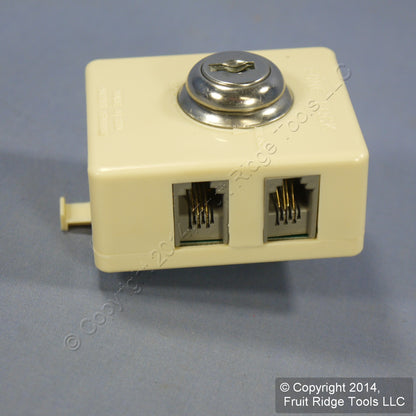 Leviton C0265-I Ivory 4 and 6-Wire Plug Modular Telephone Security Lock Keyed