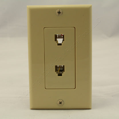 Leviton Ivory Decora Dual Telephone Duplex Phone Jack Wallplate C2447-I