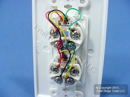 3 Leviton White Decora Dual Telephone Wall Plates Duplex Phone Jacks C2447-W