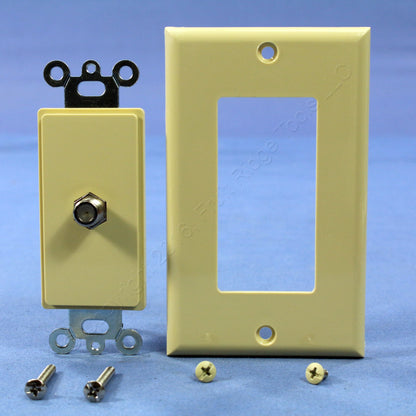 Leviton C2448-I Ivory Coaxial F-Connector Cable Jack Wallplate Decora Cover 3pcs